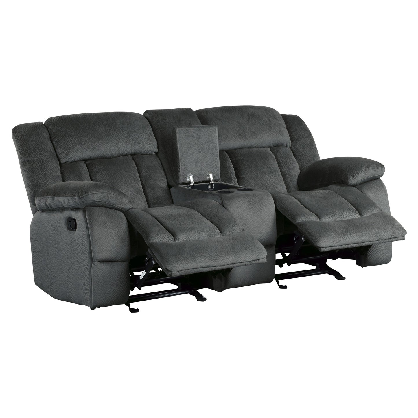 Barrera Fabric Glider Reclining Loveseat - Black