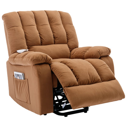 Parsons Power Recliner with Massage Function - Light Brown