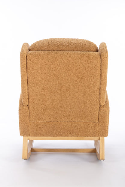 Nadia Teddy Fabric Rocking Chair - khaki