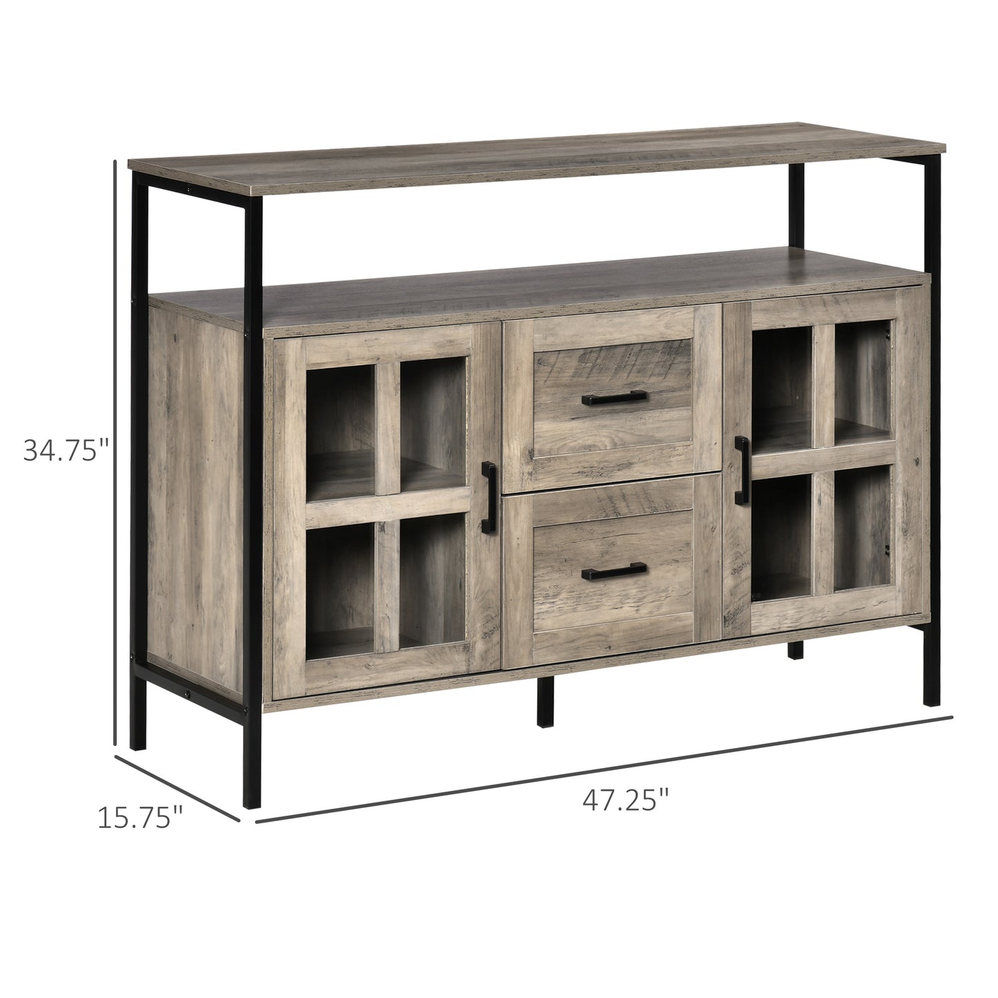 Vivo Industrial Sideboard Buffet Cabinet - Gray