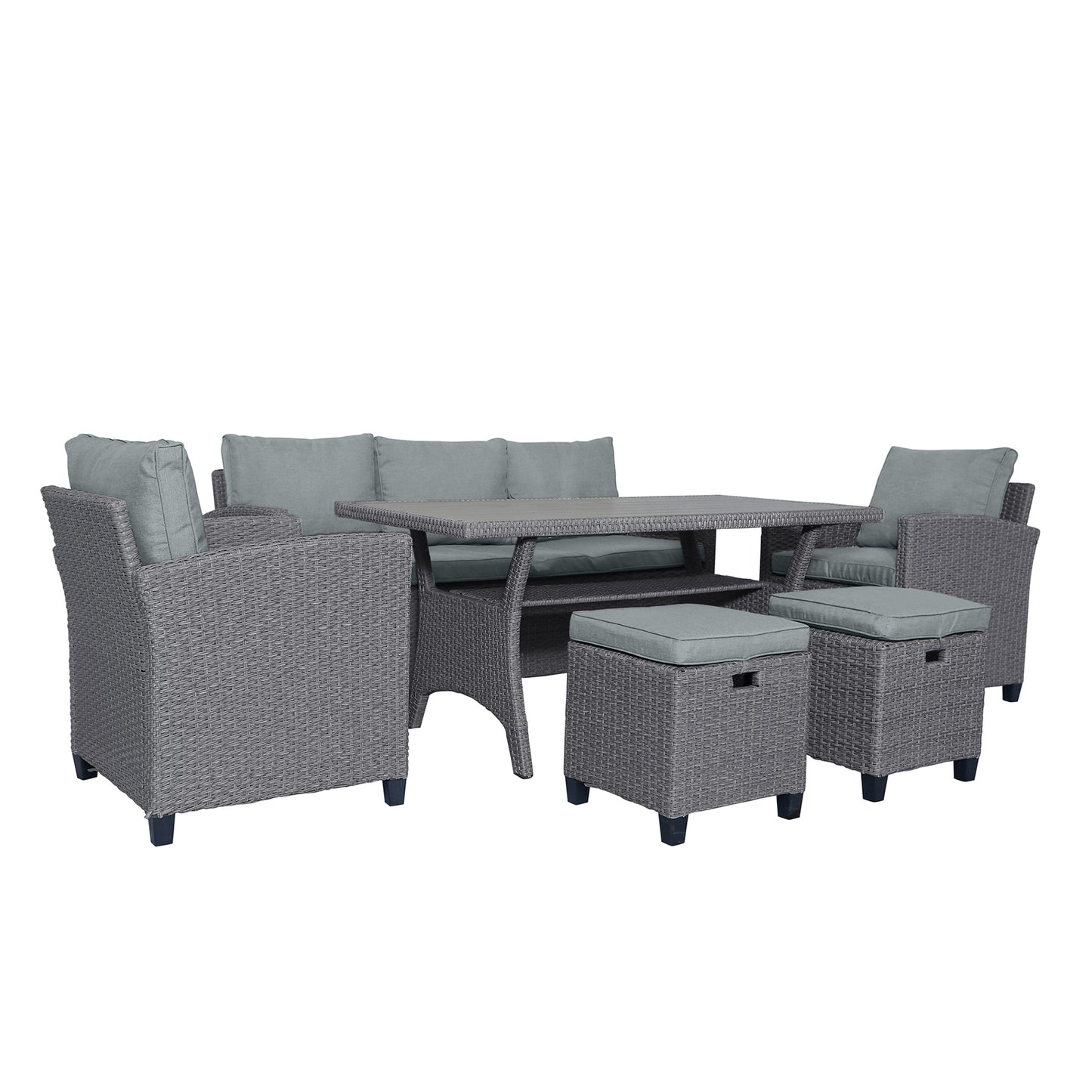 Matson 6 Pc Patio Rattan Wicker Set - Gray