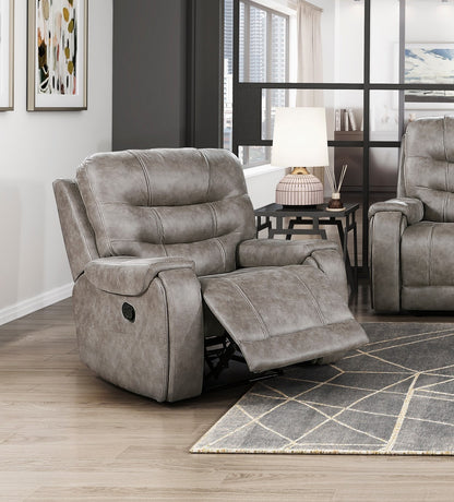 Vargas Reclining Chair Plush Seating - Brown+Gray