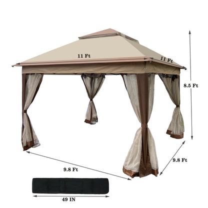 Nita 11 x 11 ft Outdoor Gazebo Canopy - Coffee