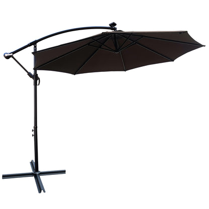 Joya 10 x 6.5 ft Patio Solar LED Umbrellas  with Crank - Chocolate