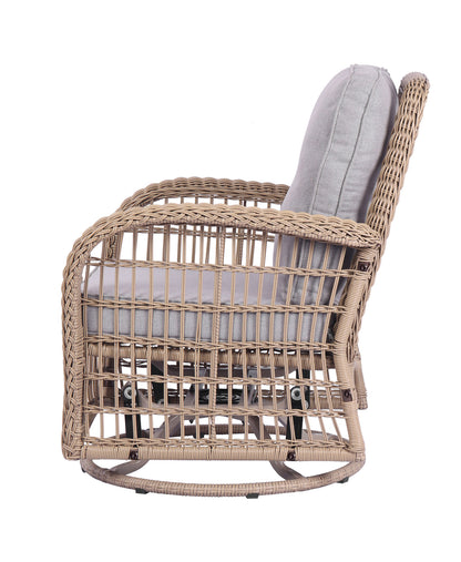 Vern 3 Pieces Outdoor Wicker Swive Rocking Chair Set