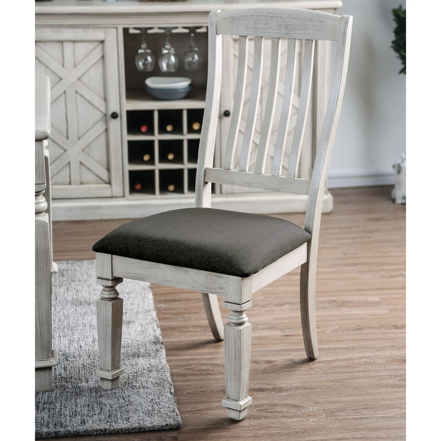 Burton Padded Fabric Seat Dining Chairs (Set of 2) - Antique White