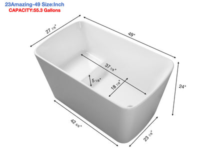 Rinny 49'' Freestanding Japanese Soaking Bathtub with Built-in Seat