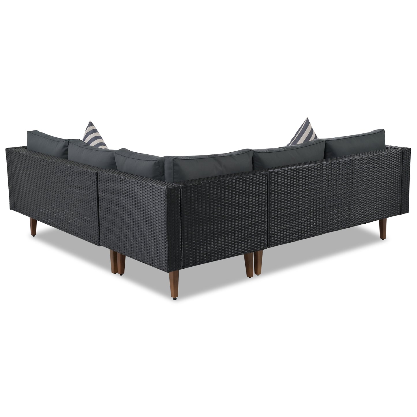 Selma  4 Pc Outdoor Wicker Sofa Set - Black+ Gray