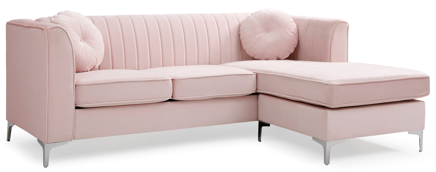 Delray Sectional Sofa Chaise -Pink