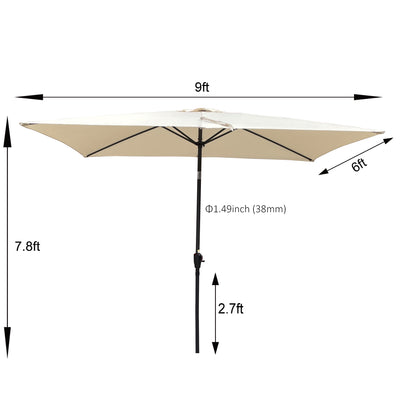 Zane 6 x 9 ft  Patio Umbrella with Crank - Tan