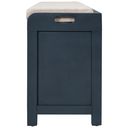 Lucy  Storage Bench with Removable Basket  Removable Cushion - Antique Navy