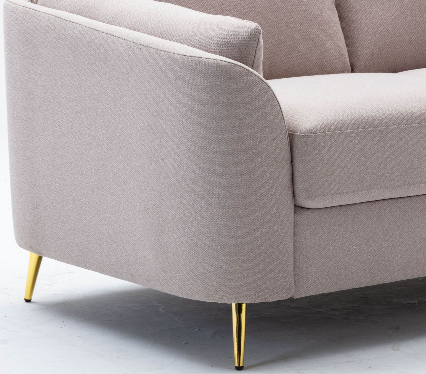 Kira Loveseat  with Gold Metal Legs - Beige