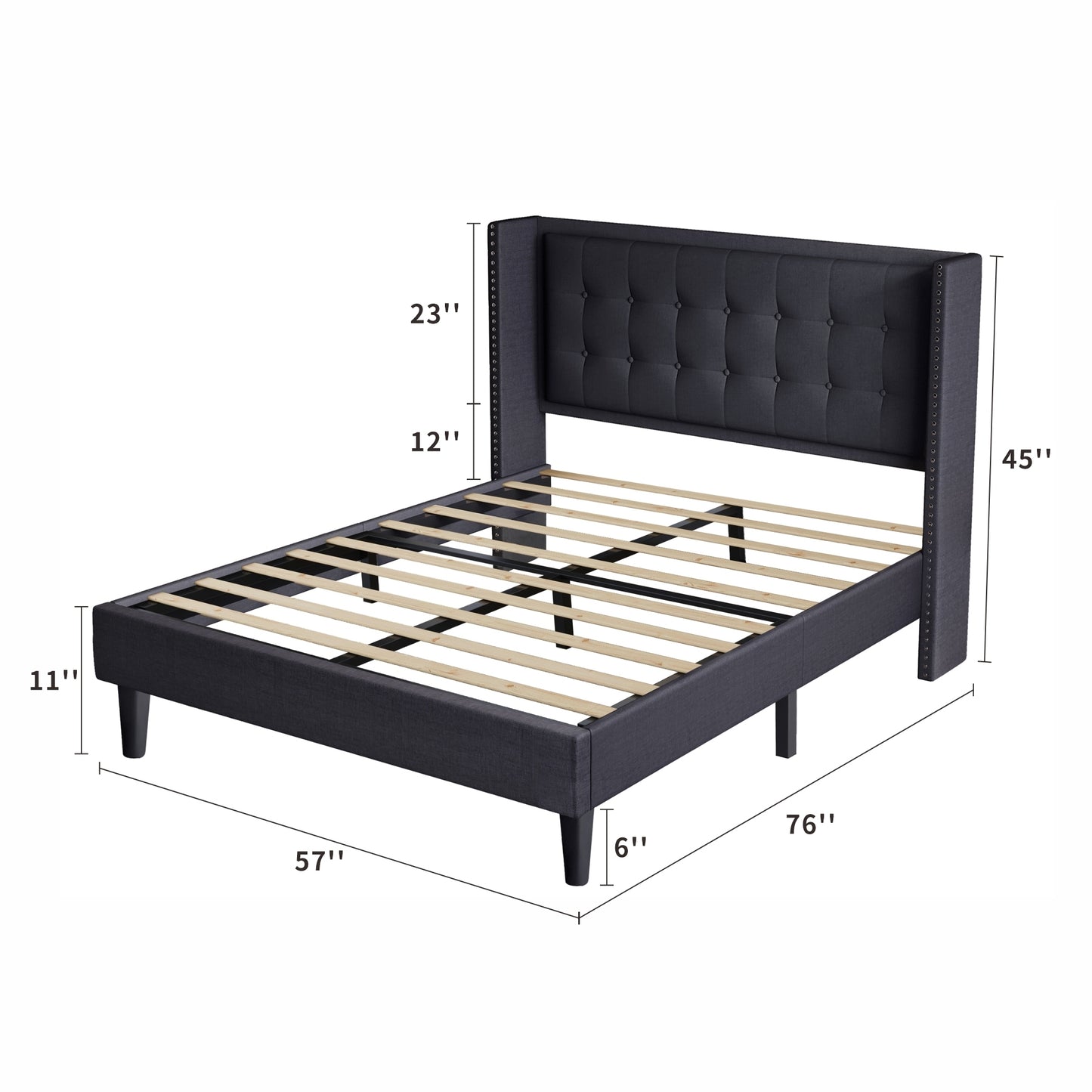 Renzo Full Size Platform Bed Frame - Dark Gray