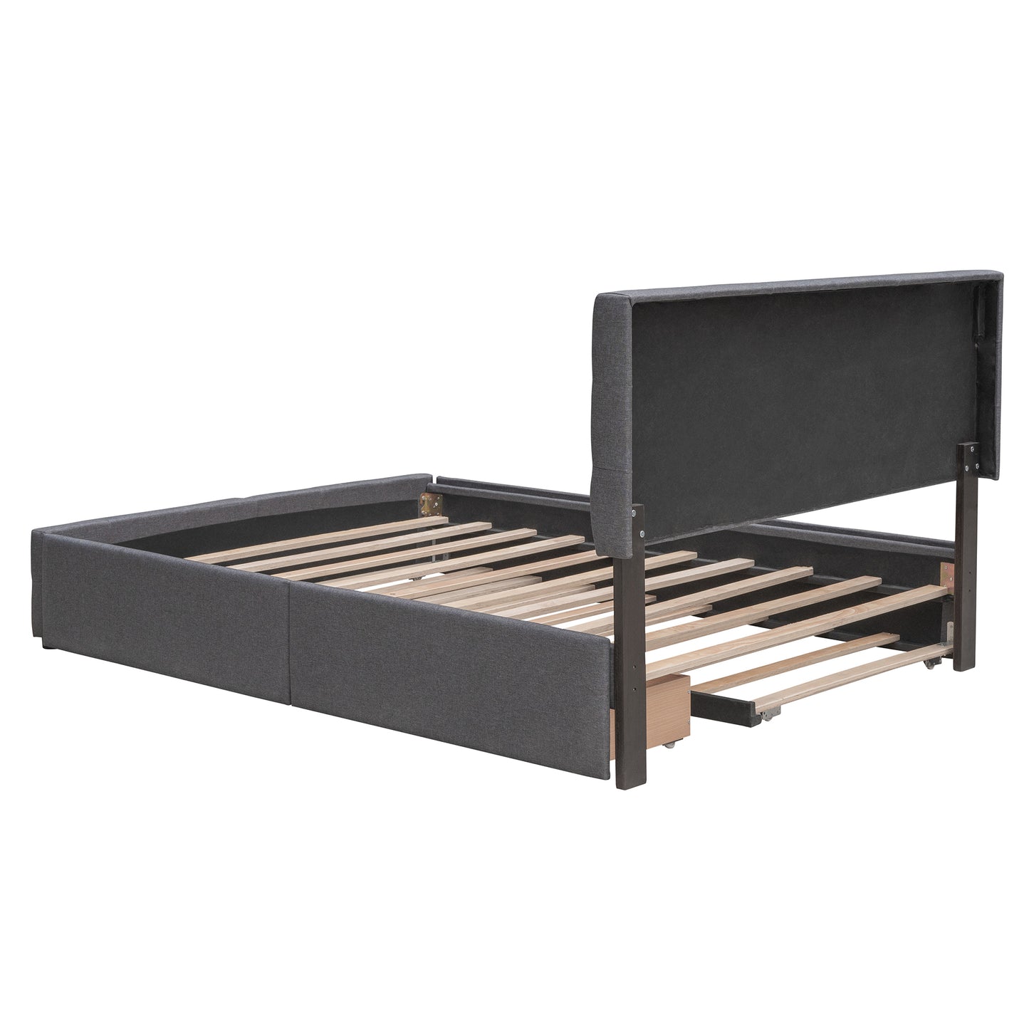 Draco Queen Size Platform Bed with 2 Drawers - Dark Gray