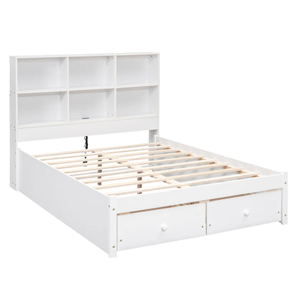 Jazz Full Size Platform Bed w 2 Drawers - White