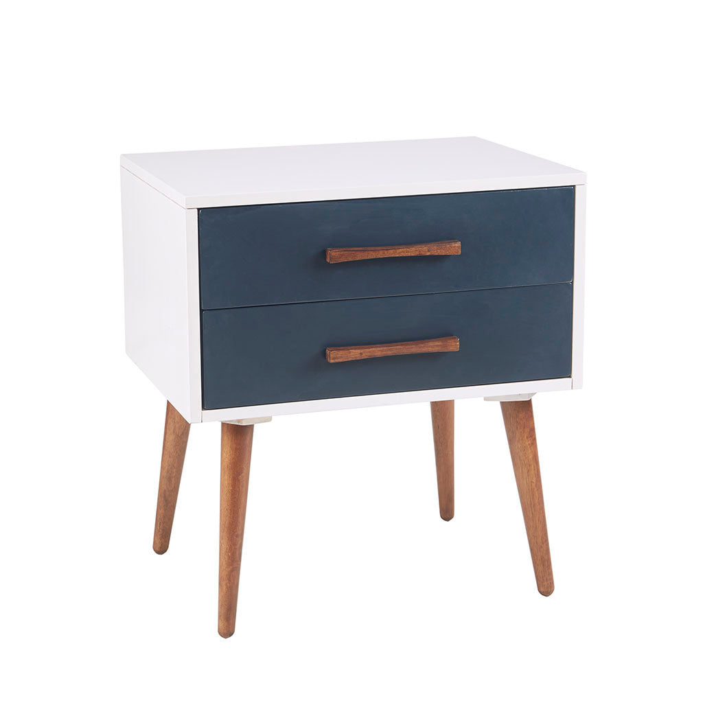 Ava Storage Nightstand - Off-White+Navy