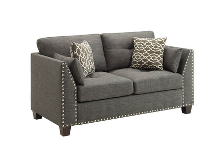 Burke Loveseat with 4 Pillows - Gray