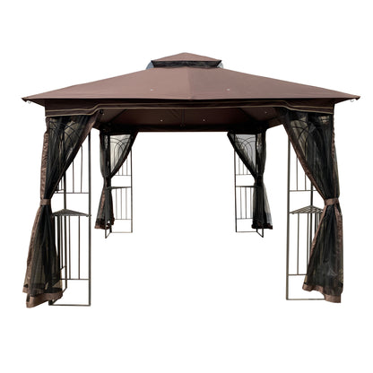 Zamora 10 x 10 ft Outdoor Patio Gazebo Canopy Tent - Brown