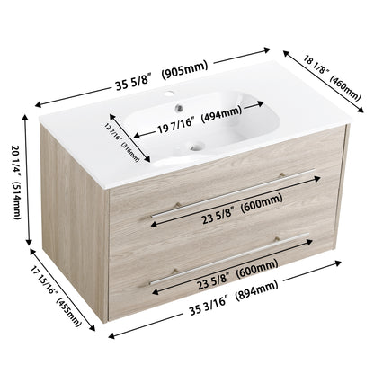 36 Inch Wall Mounted Bathroom Vanity(KD-Packing)-BVC04936WEO