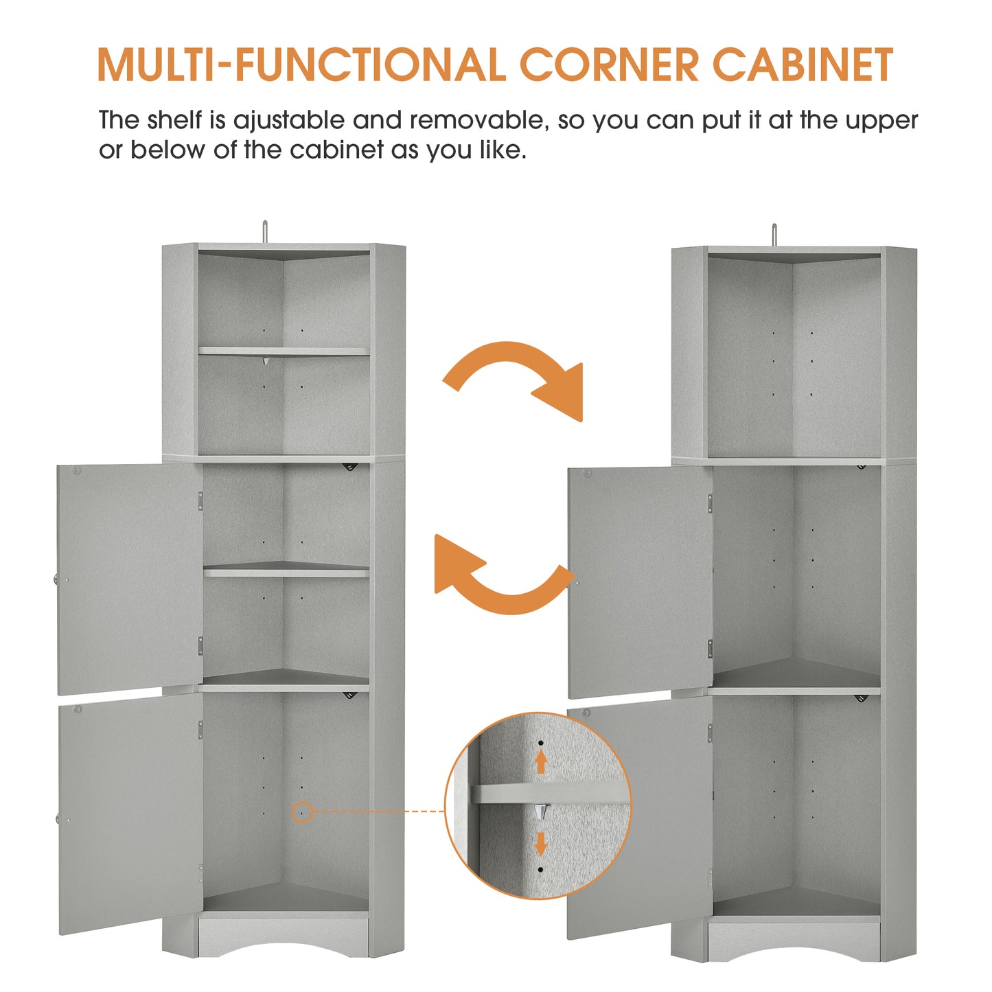 Skyward Bathroom Corner Cabinet - Gray