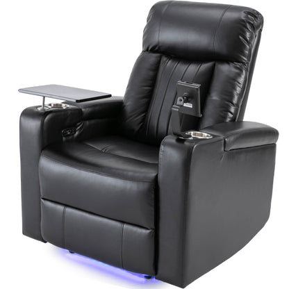 Anika Premium Power Recliner with Swivel Tray Table - Black