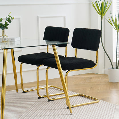 Ezell Dining Chairs with Gold Metal Leg (Set of 2) - Black