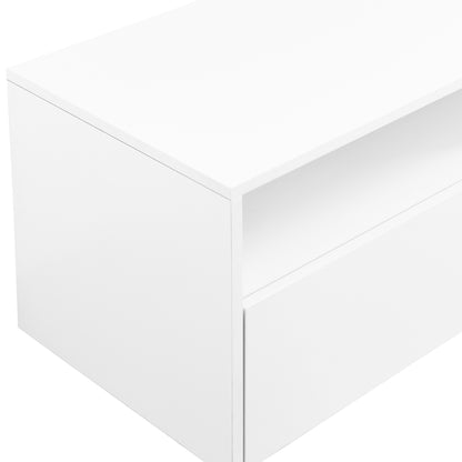 Sata TV Stand with Wall Mounted Floating Storage - White