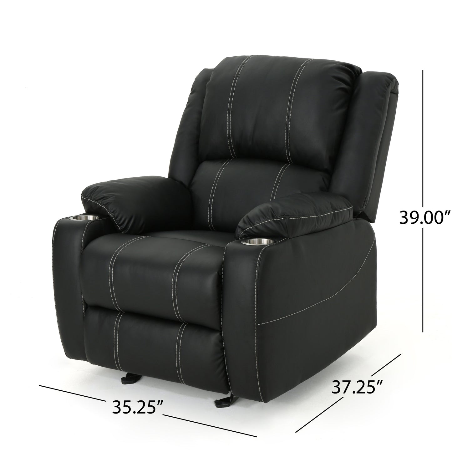 Aviana Glider Recliner Chair with Cup Holders - Black