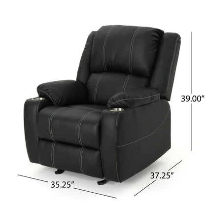 Aviana Glider Recliner Chair with Cup Holders - Black