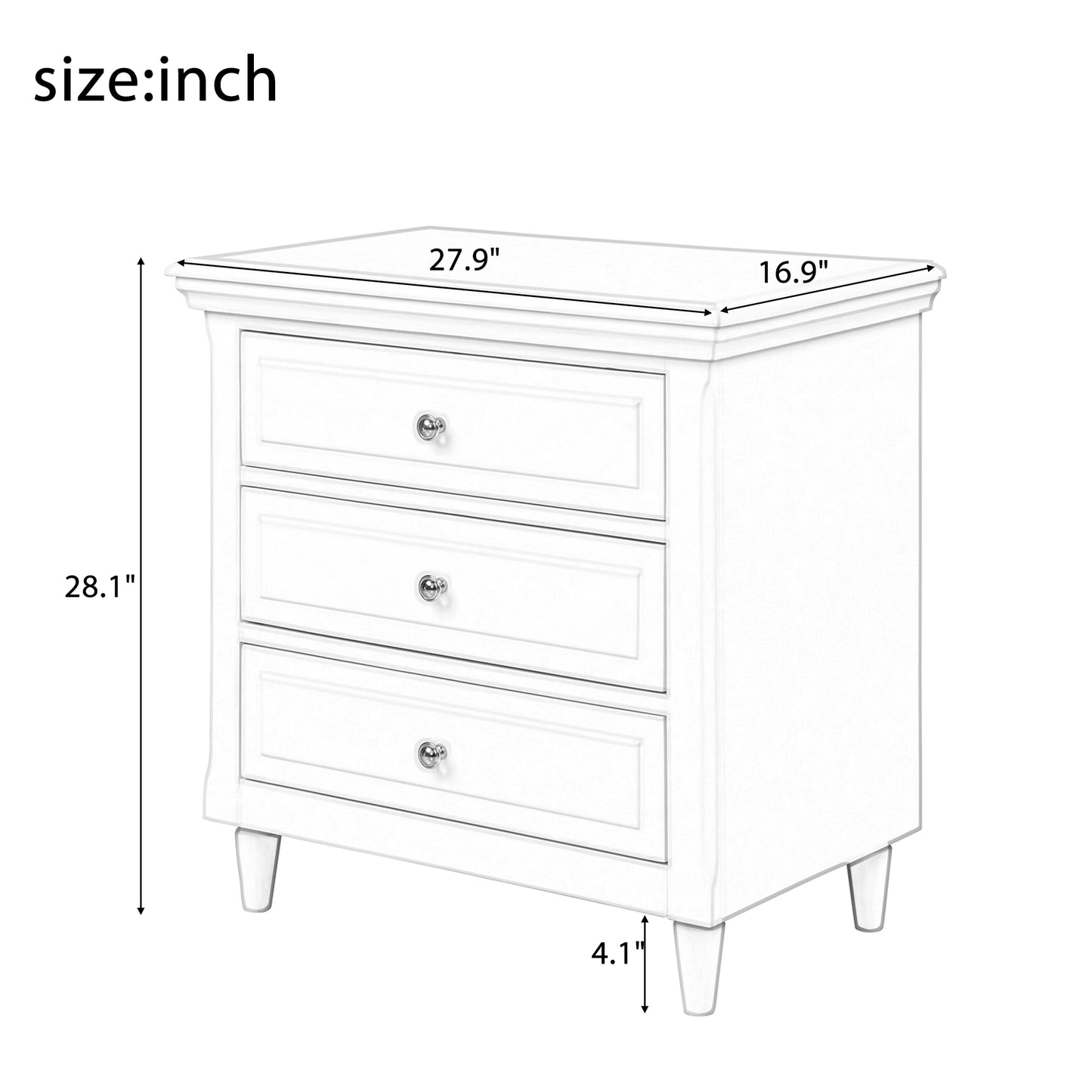 Eleni Wood Nightstand - White