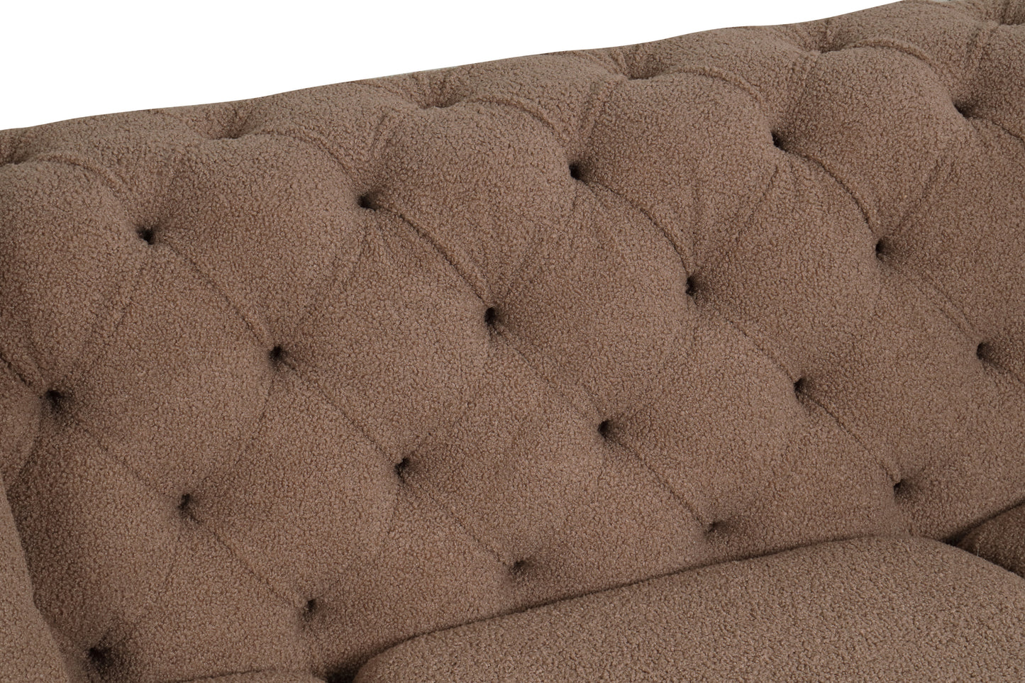 Mina Modern Style Buckle Fabric Loveseat - Brown