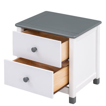 Hana Wooden Nightstand with Two Drawers - White