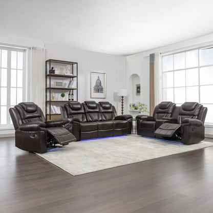 Milo 3 Pieces Recliner Sofa Sets - Brown