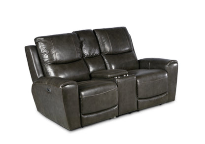 Ray Leather Power Reclining Loveseat with Console