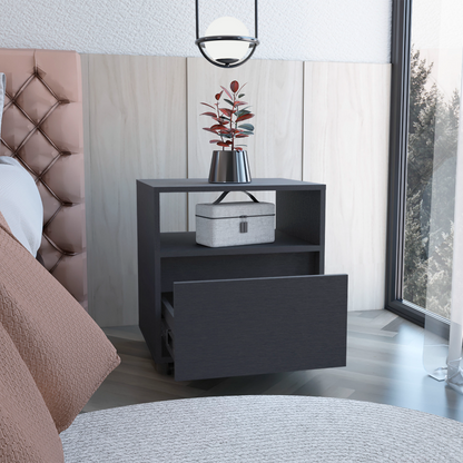 Austin Single Drawer Nightstand - Black