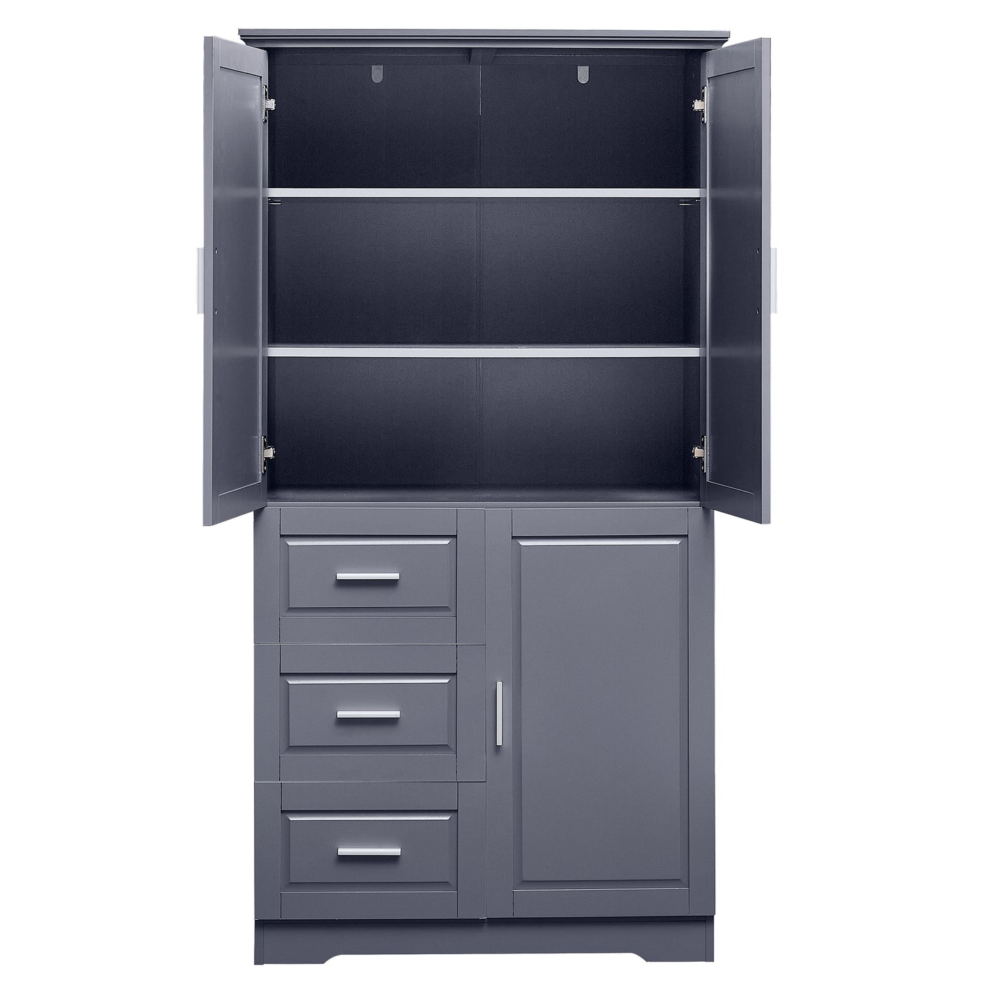 Lofty Cabinet with Doors Three Drawers - Grey