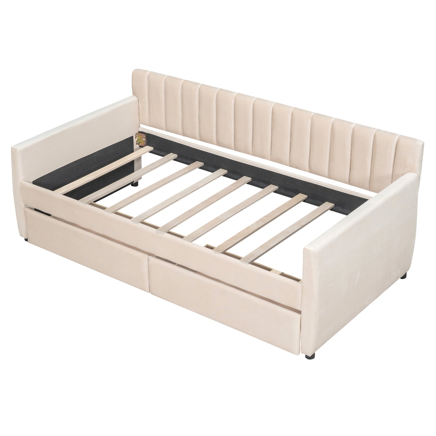 Xena Twin Size Upholstered Daybed with  Drawers - Beige