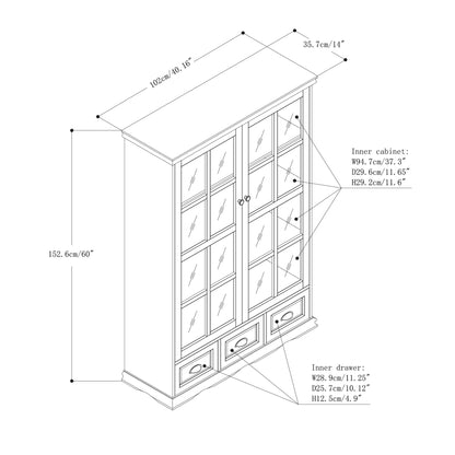 Seno Tempered Glass Doors Curio Cabinet - Black