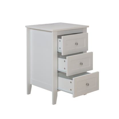 Florence Nightstand with Charging Station - White