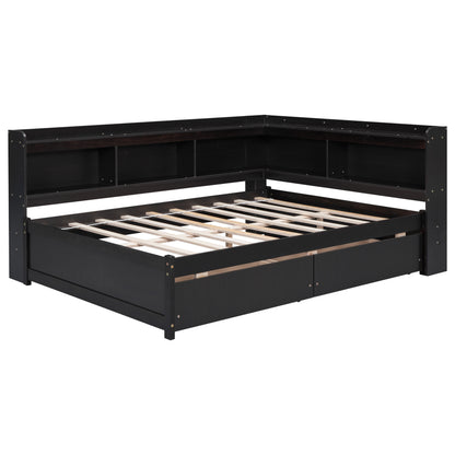 Parker Full Size Daybed with Bookcases -Drawers - Espresso