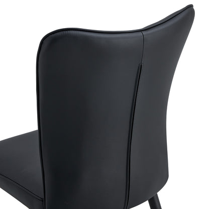 Carver PU Dining Chair Black Metal Leg (Set of 2) - Black