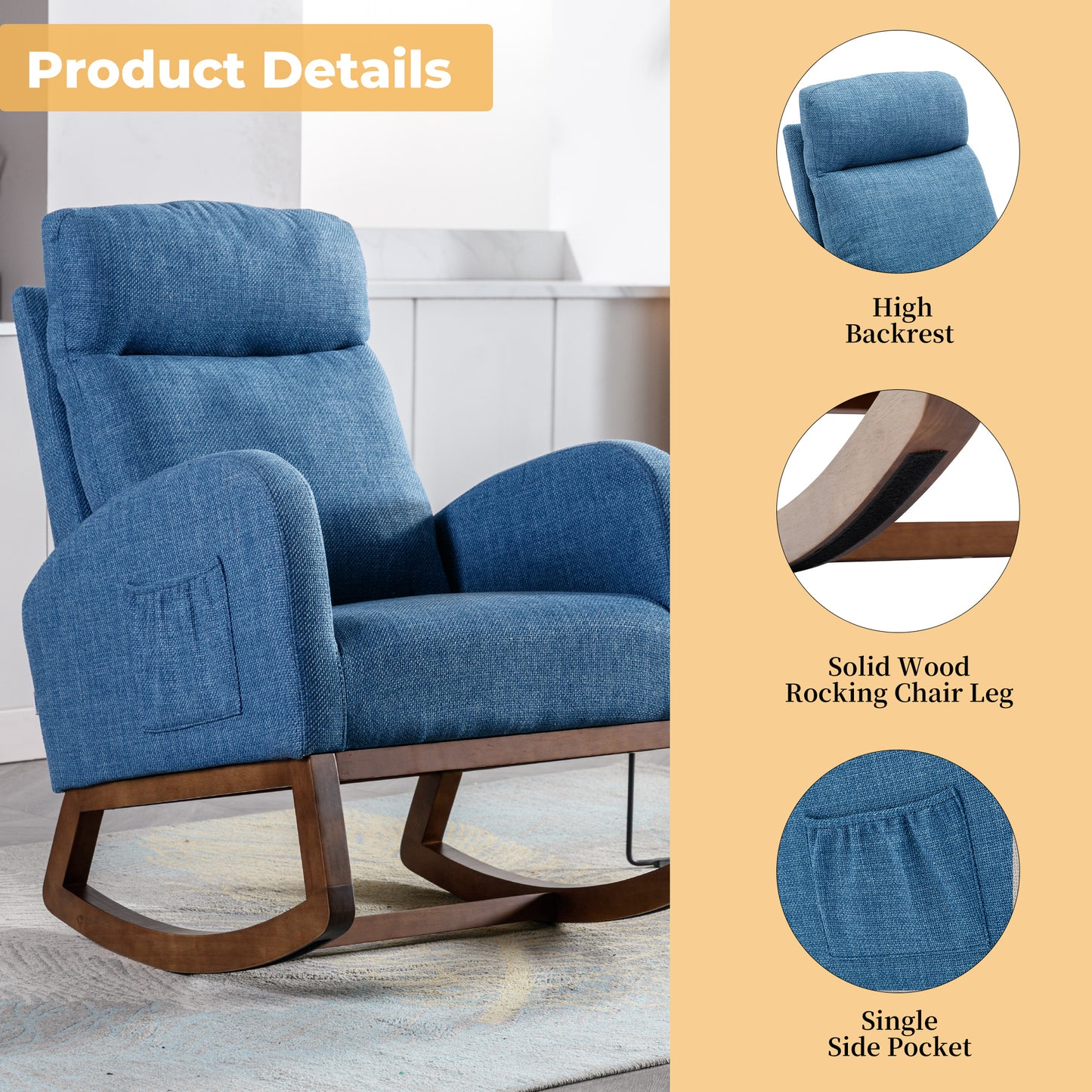 Frazer Rocking Chair - Blue