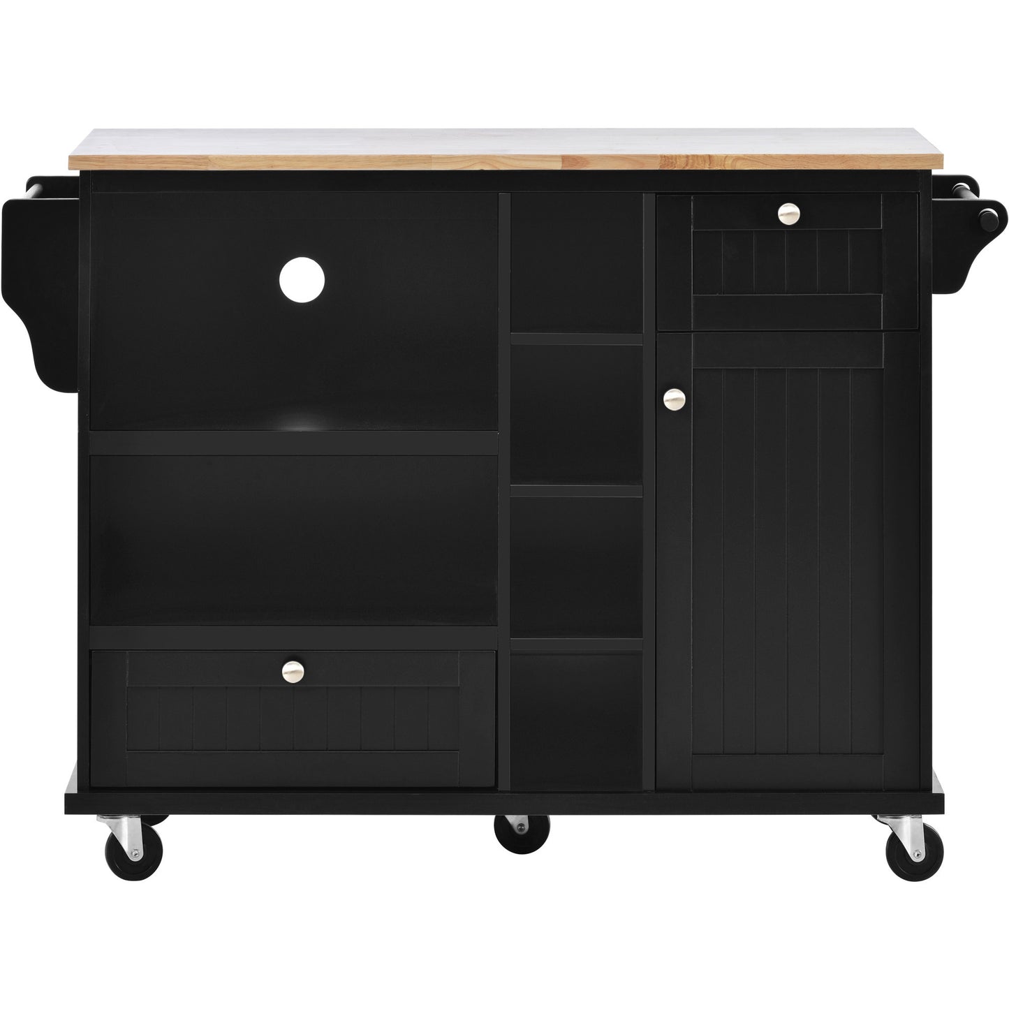 Retro Kitchen Island Cart with Storage Cabinet -Black