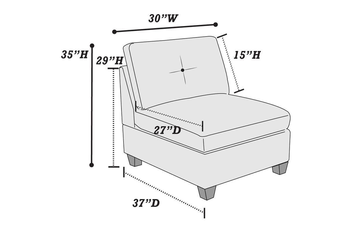 Khal Camel Chenille Fabric Modular Sectional 6pc Set  4x Corner Wedge 1x Armless Chair and 1x Ottoman Tufted Back Exposed Wooden Base