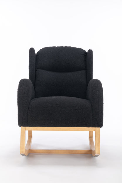 Nadia Teddy Fabric Rocking Chair - Black