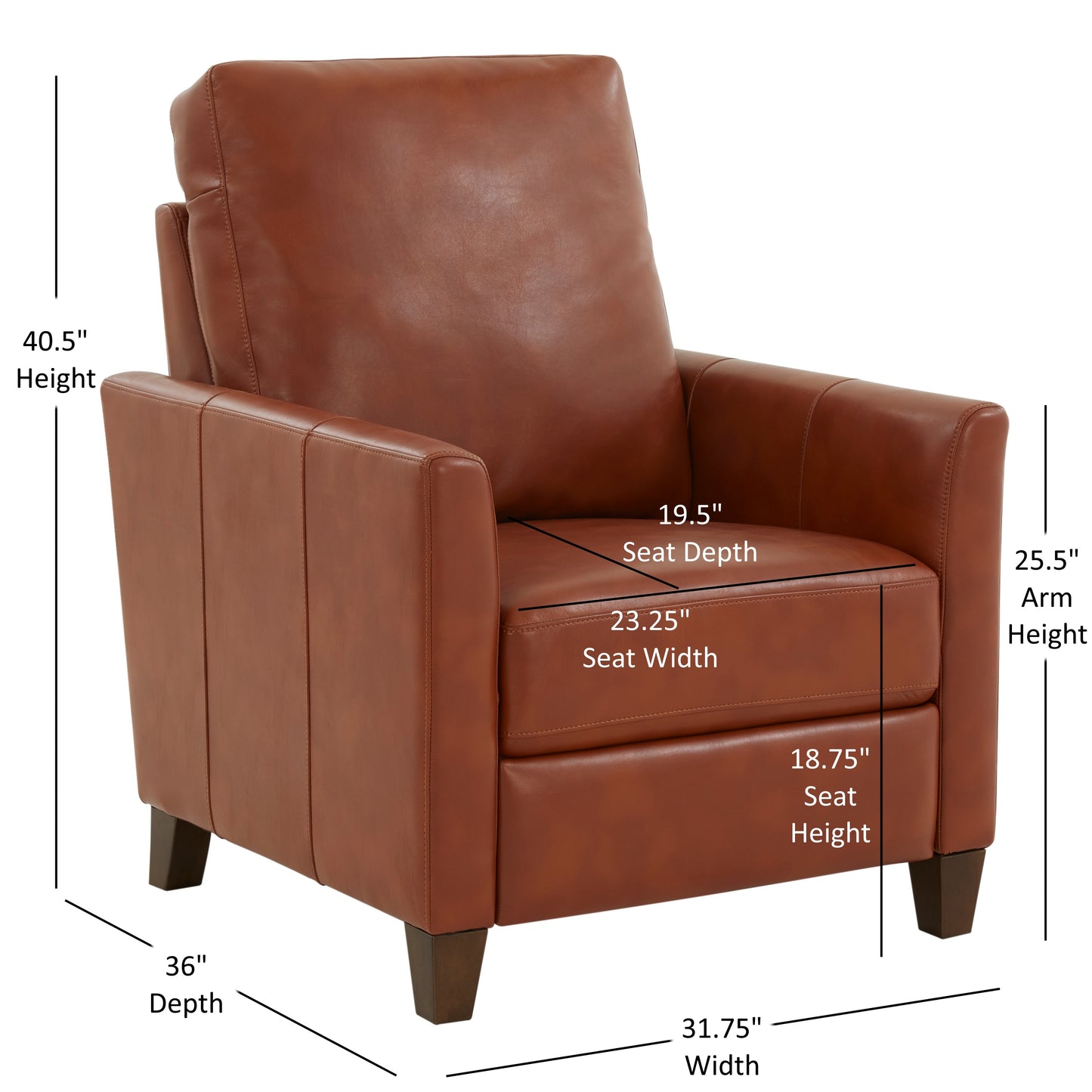 Remi Faux Leather Modern Recliner Chair - Caramel