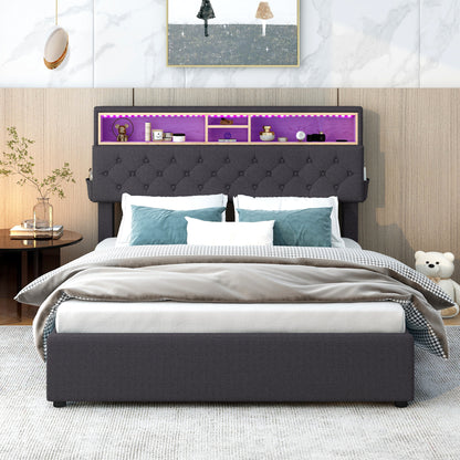 Nectar Full Size Upholstered Platform Bed - Dark Gray