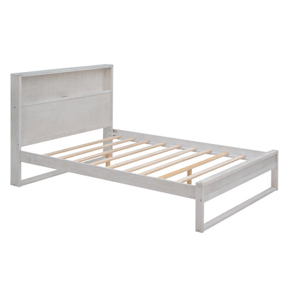 Mora Full Size Platform Bed Frame with Storage - White