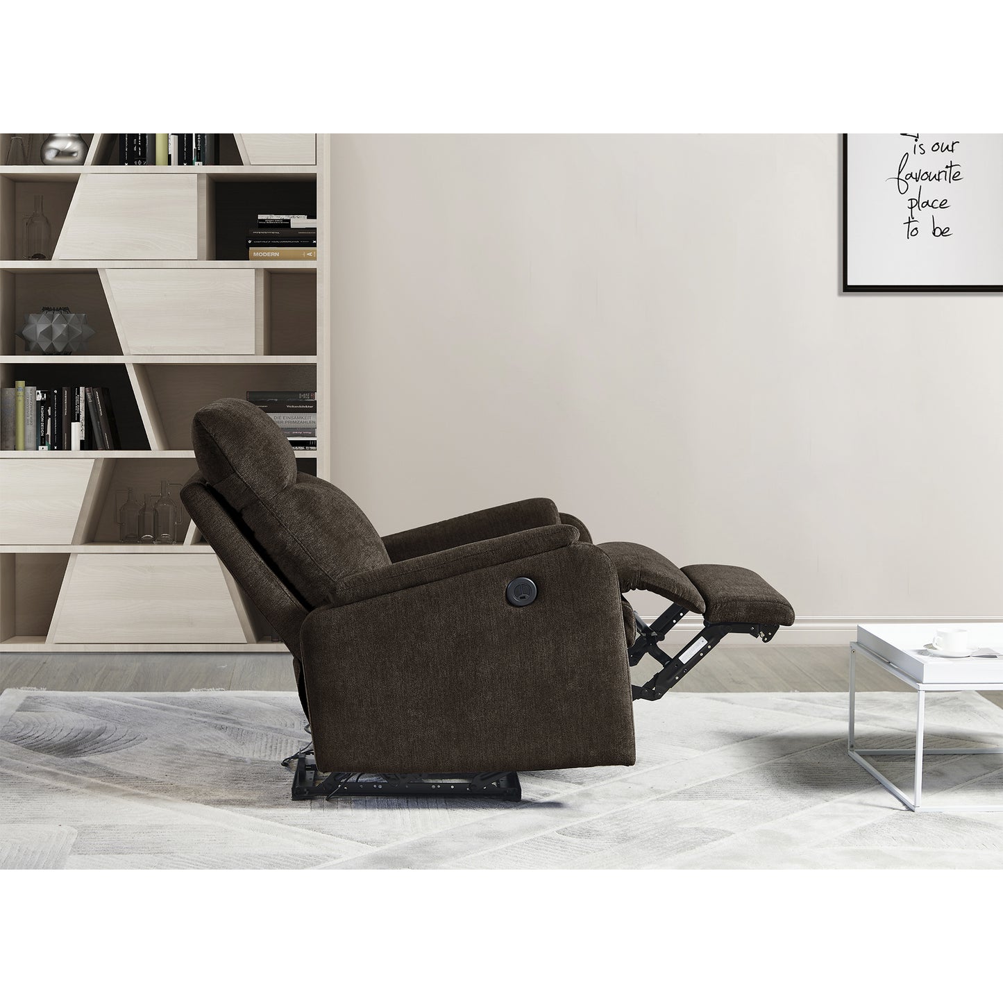 Brooks Power Recliner Chair with USB Charge port - Dark Brown