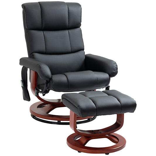 Eden Massage Recliner Chair with Ottoman - Black